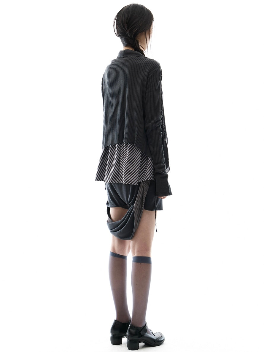 【OJOS】Ruffled Drape Cardigan