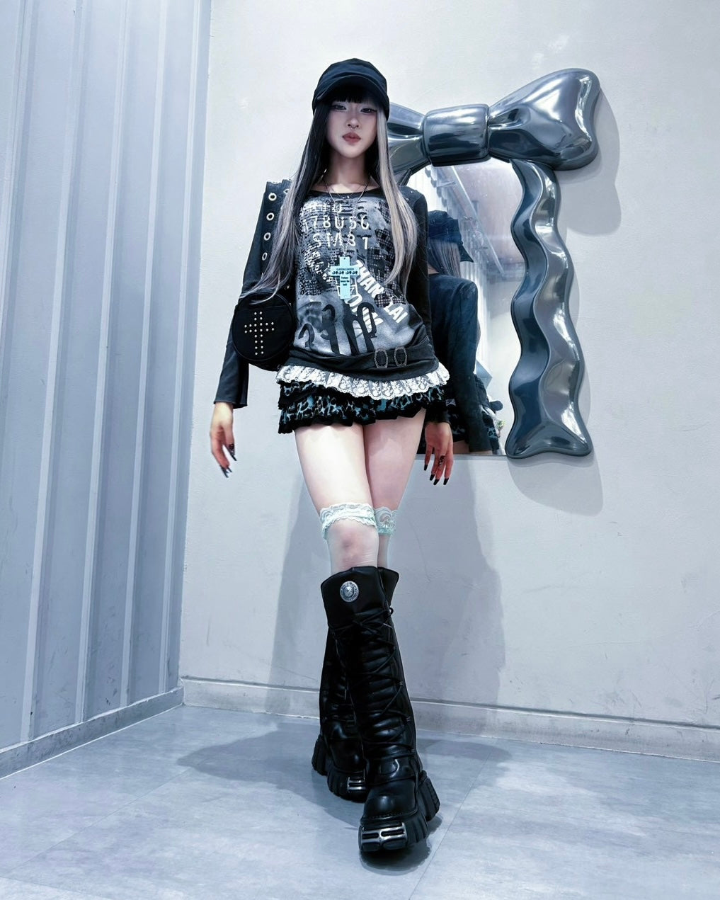国際配送【BABY09】graphic lace long sleeve