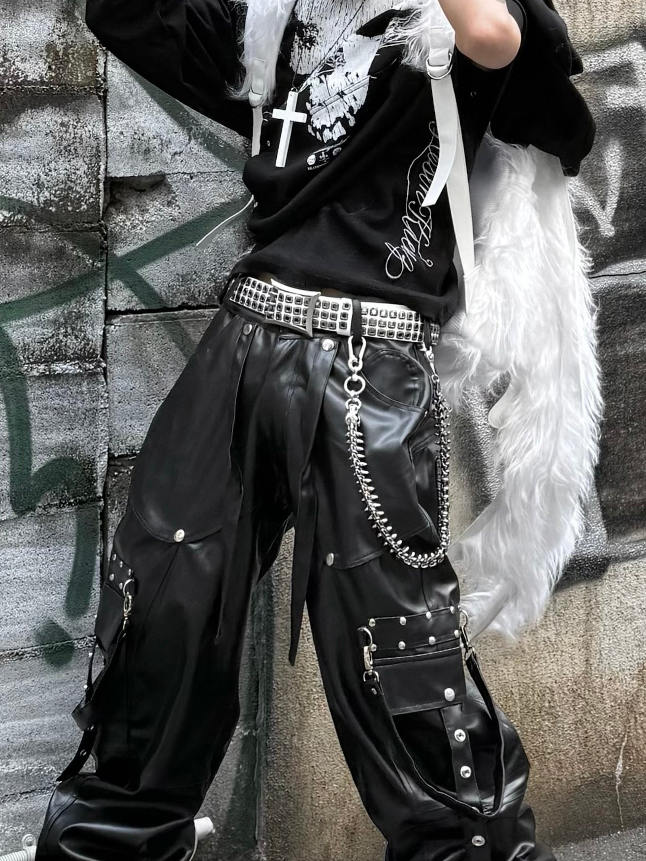 国際配送【Never mind the XU】Rivet eyelet biker belt