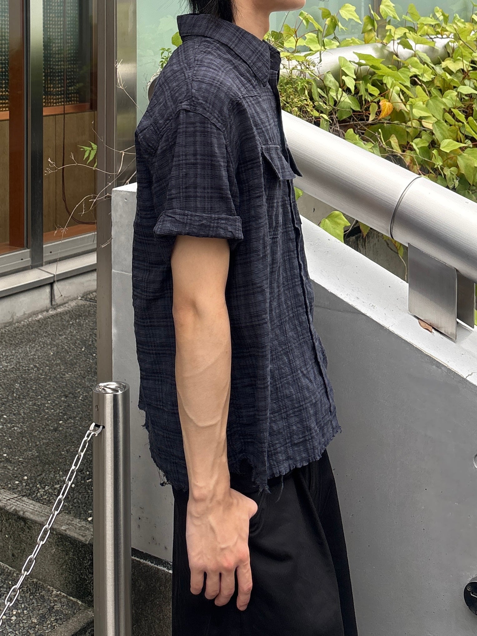 受注制【youll】Cut off half sleeve check shirt (3color)