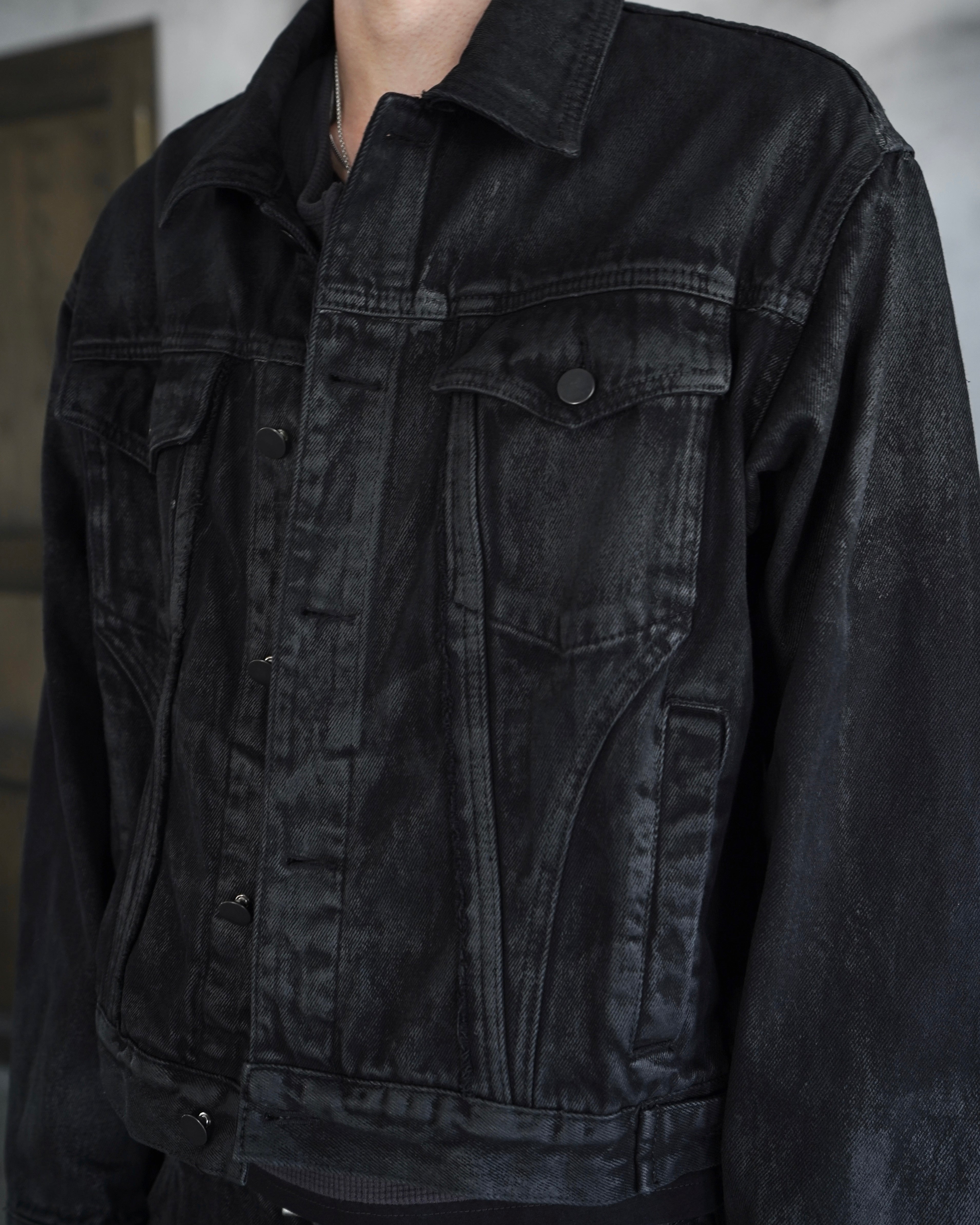 【CHIKASHITSU PLUS HIGH】Washed coating denim jacket