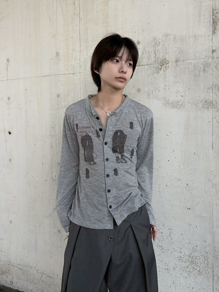 国際配送【LUV CODE】stand collar shirt (2color)