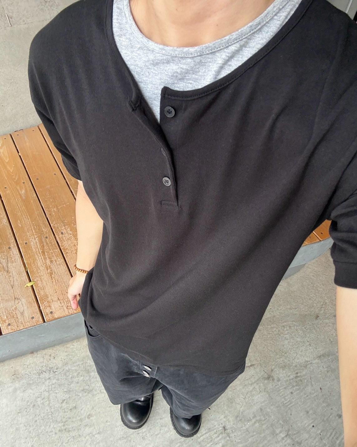 受注制【nmtc+】Cool Layered Henley Neck Tee (2color)