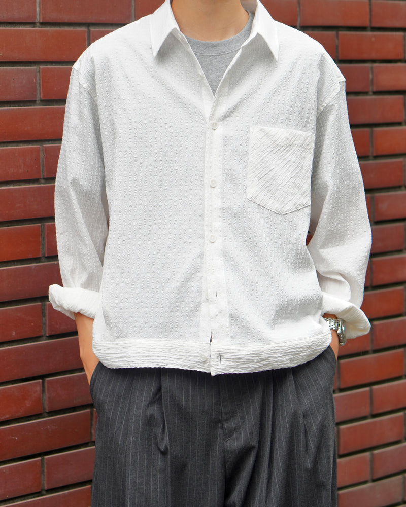 東京店WEB限定受注制【Chikashitsu +】seersucker relax check shirt (2color)
