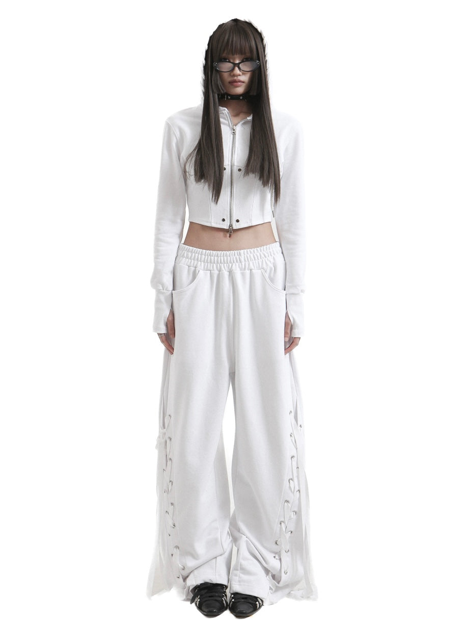 【KAIYA】tie me up hoodie zip-up