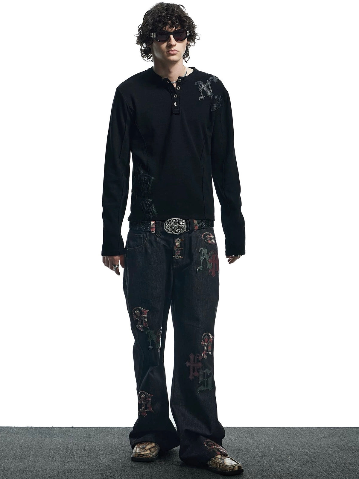 【DND4DES】Henley Collar Patch Long Sleeve
