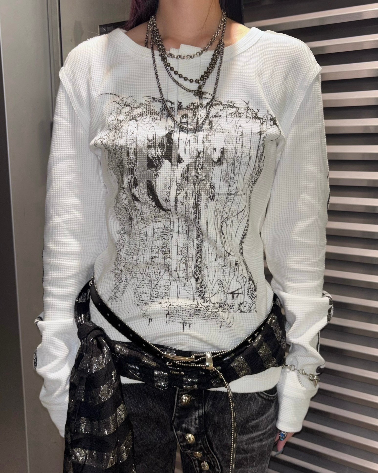 国際配送【BABY09】dark waffle long sleeve