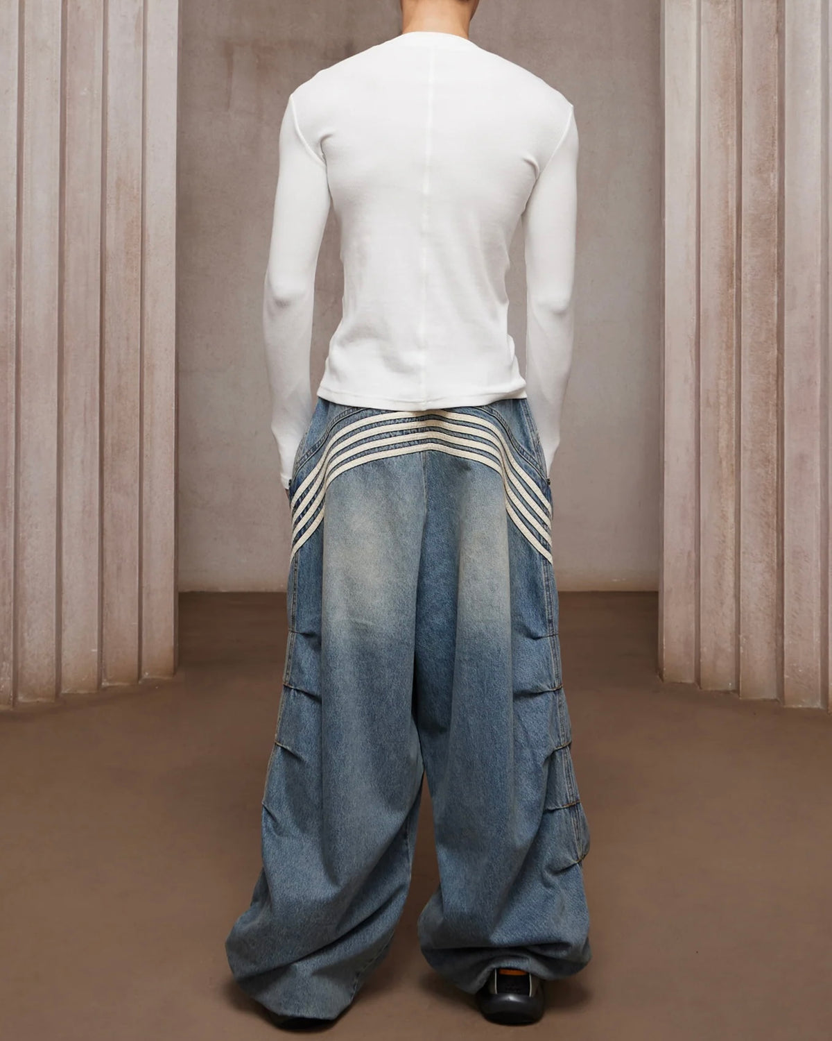 【DND4DES】Sport Pleated Washed Denim Pants