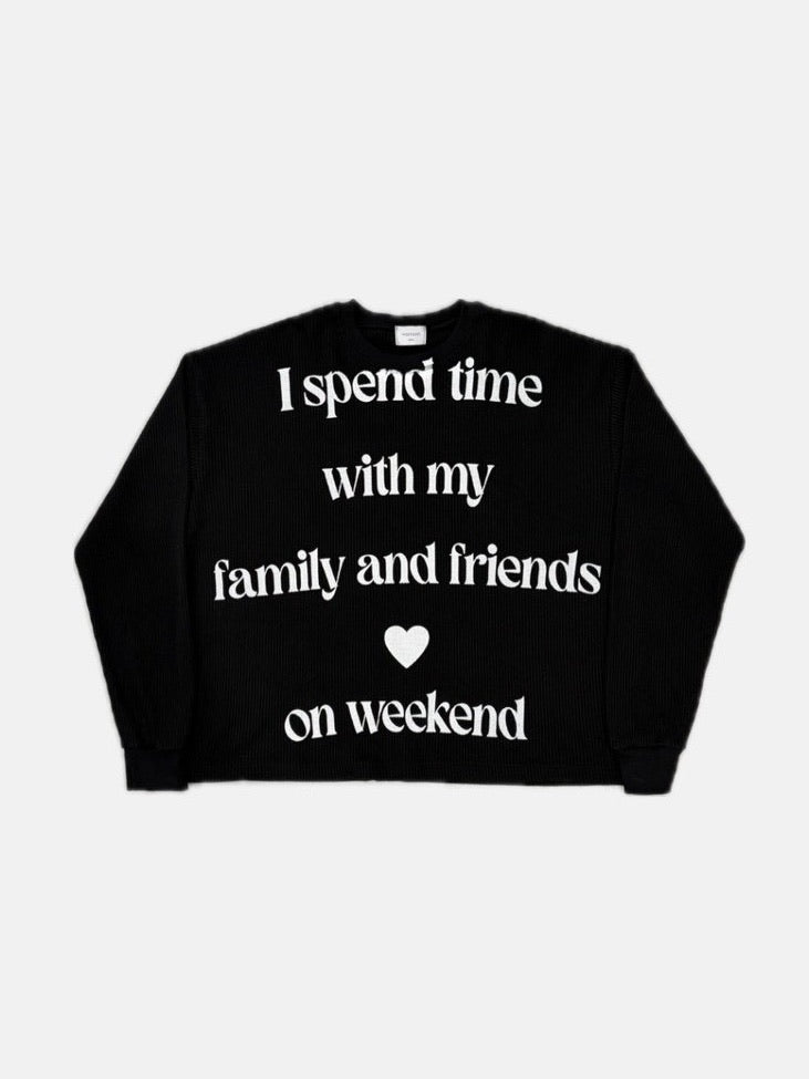 【LUV CODE】lettering waffle long sleeve tee