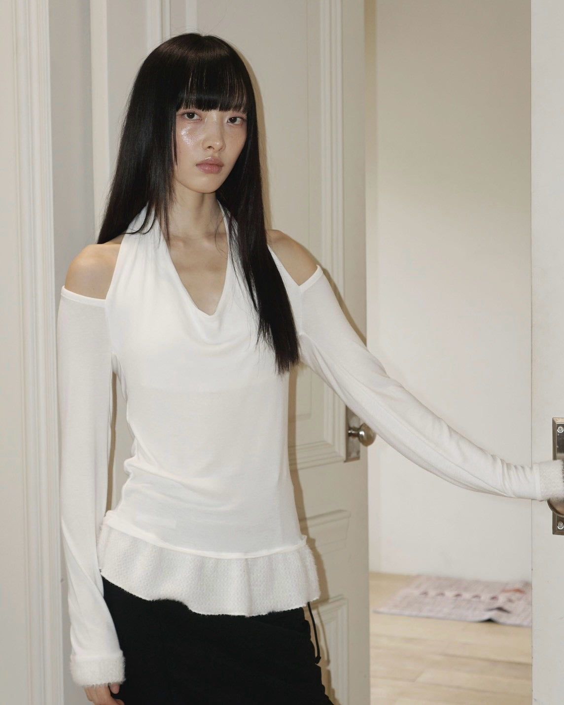 【Uglyshadow】SCARF FUR FRILL T-SHIRT