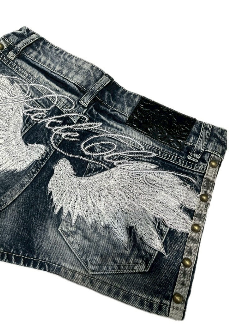 7/11 20:00発売　国際配送【BABY09】angel studs denim shorts (3color)