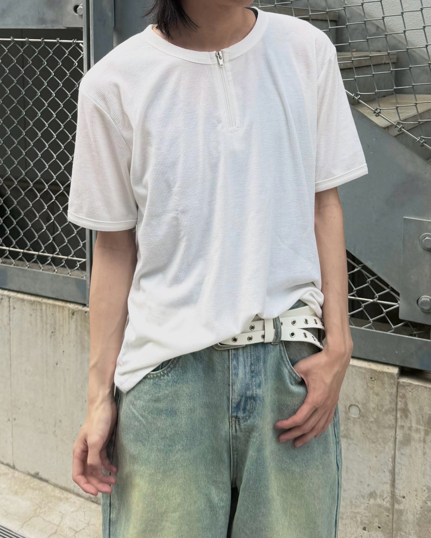 受注制【nmtc+】Half Zip-Up Slim Tee (3color)