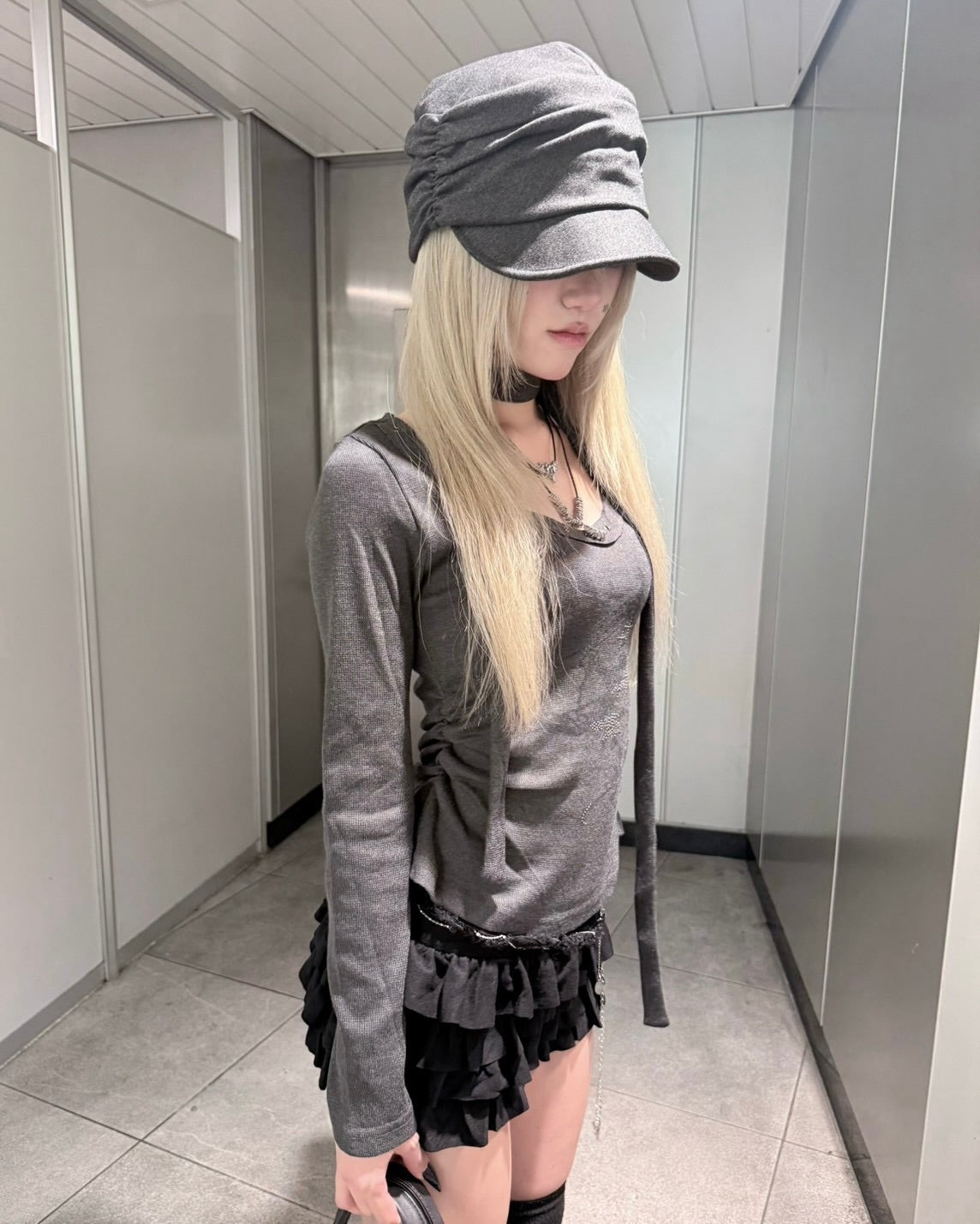 受注制【nmtc+】tie set u-neck long sleeve tee (3color)