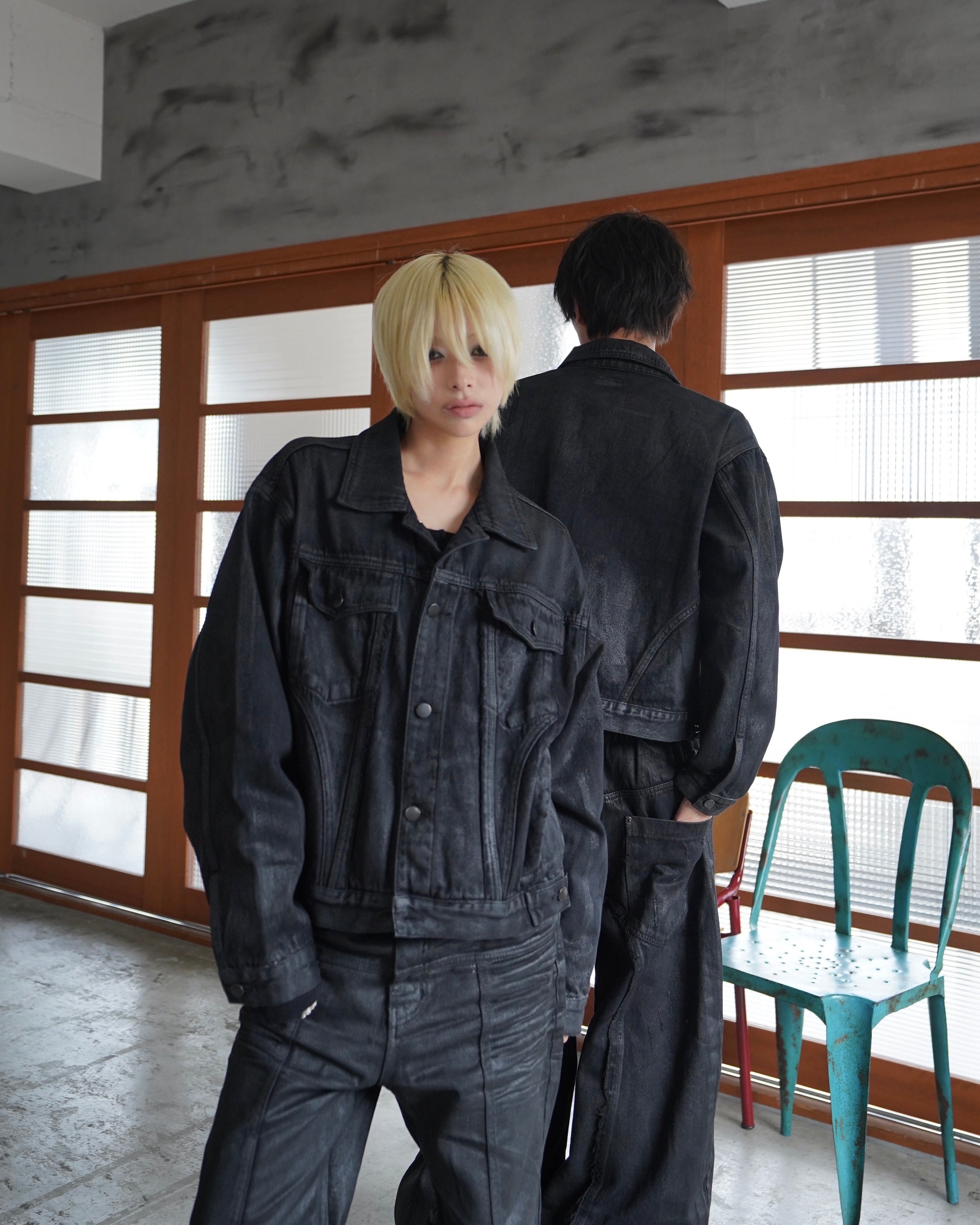 【CHIKASHITSU PLUS HIGH】Washed coating denim jacket