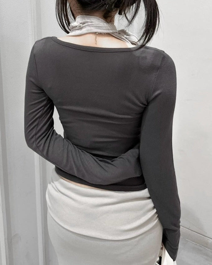 受注制【nmtc+】Ribbon Layered Long Sleeve Top (2color)