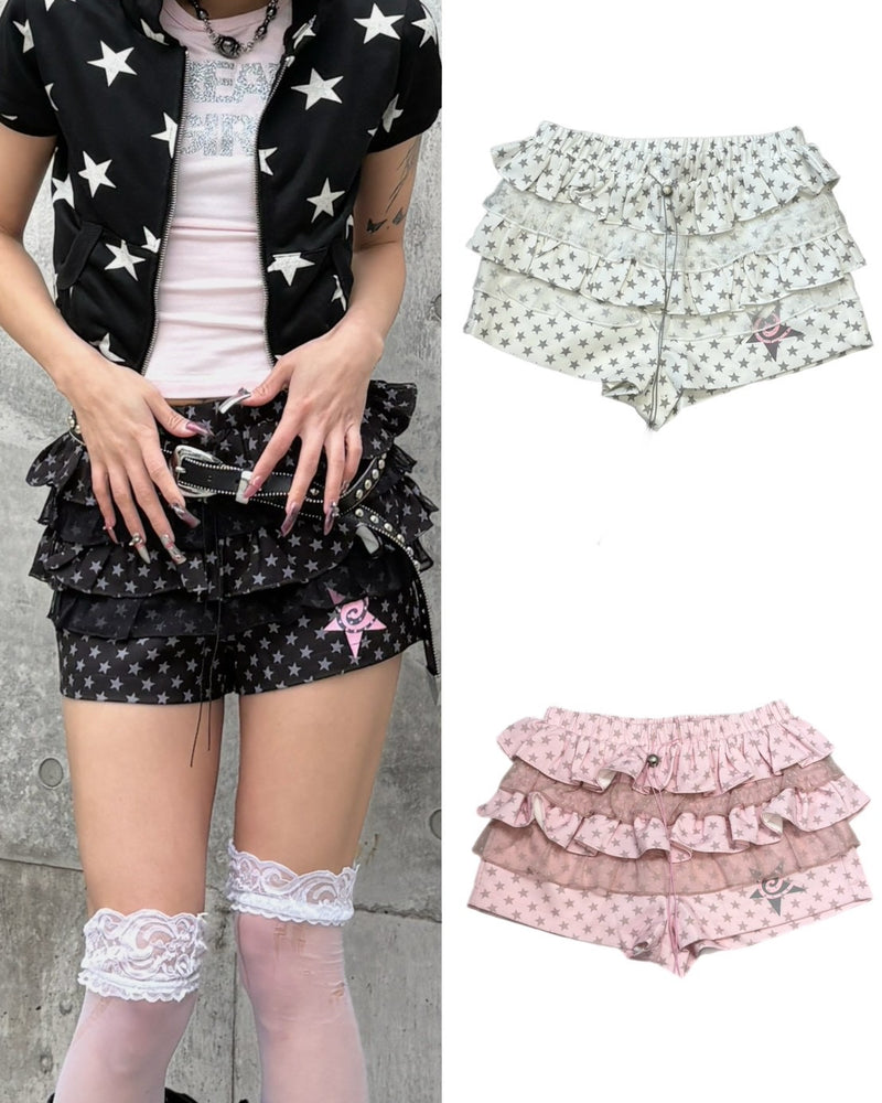 国際配送【Never mind the XU】star print skirt pants (3color)
