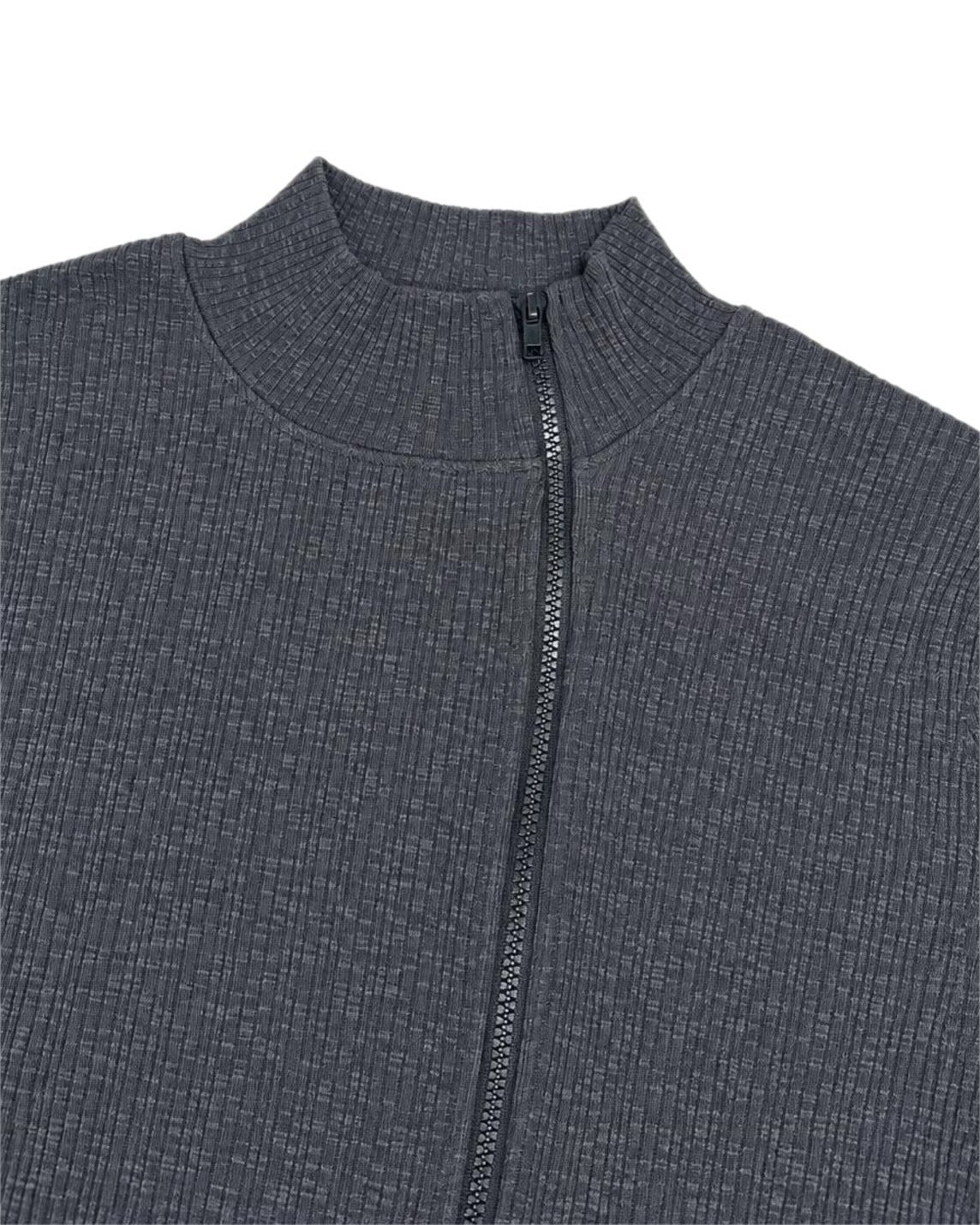 受注制【nmtc+】Ribbed high neck zip-up top (2color)