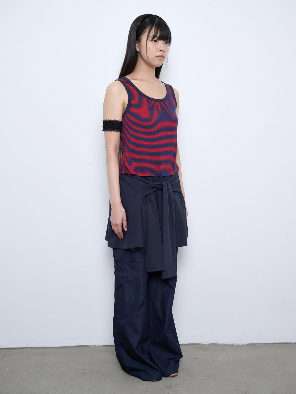 6/8 21:00発売【TUOMIO】STRIPE TIE DRESS