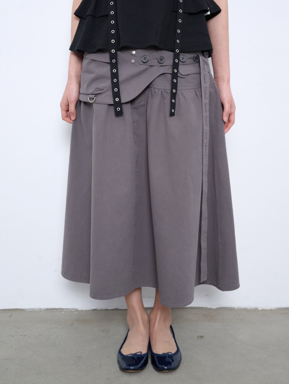 6/8 21:00発売【TUOMIO】WASHED BELT BAG SKIRT