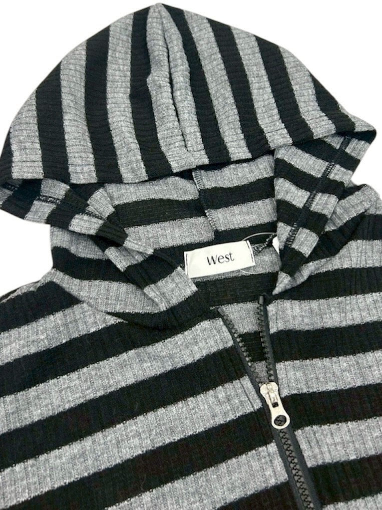 受注制【nmtc+】border crop double zip up hoodie (2color)