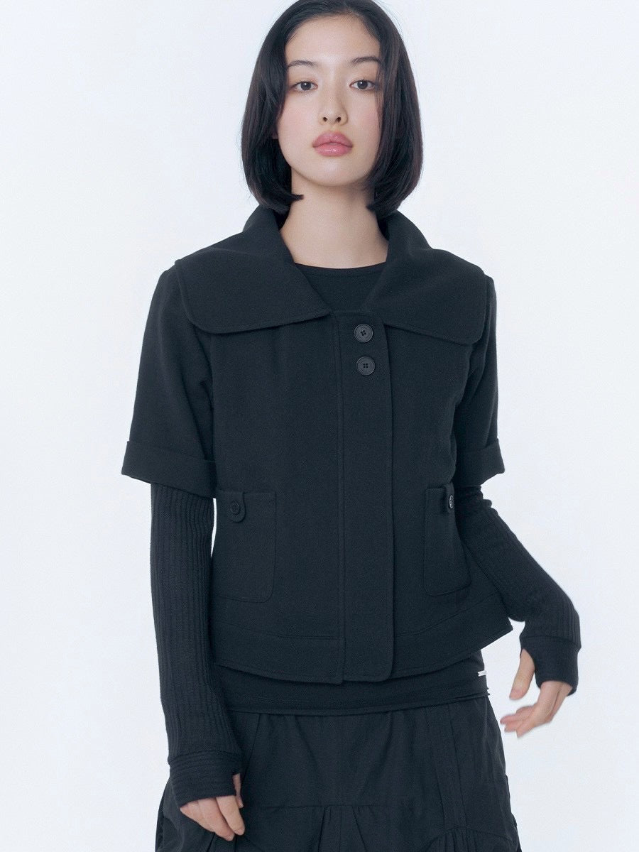 【Miseki seoul】Rolled button short sleeve jacket