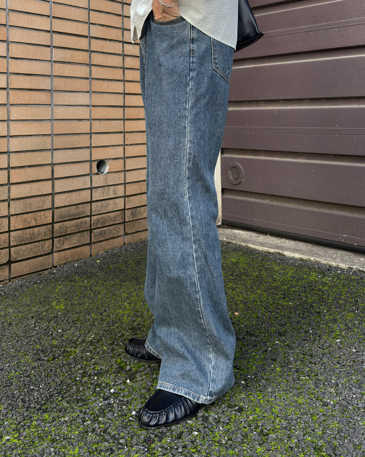 東京店WEB限定受注制【Chikashitsu +】shadow stripe denim pants (2color)