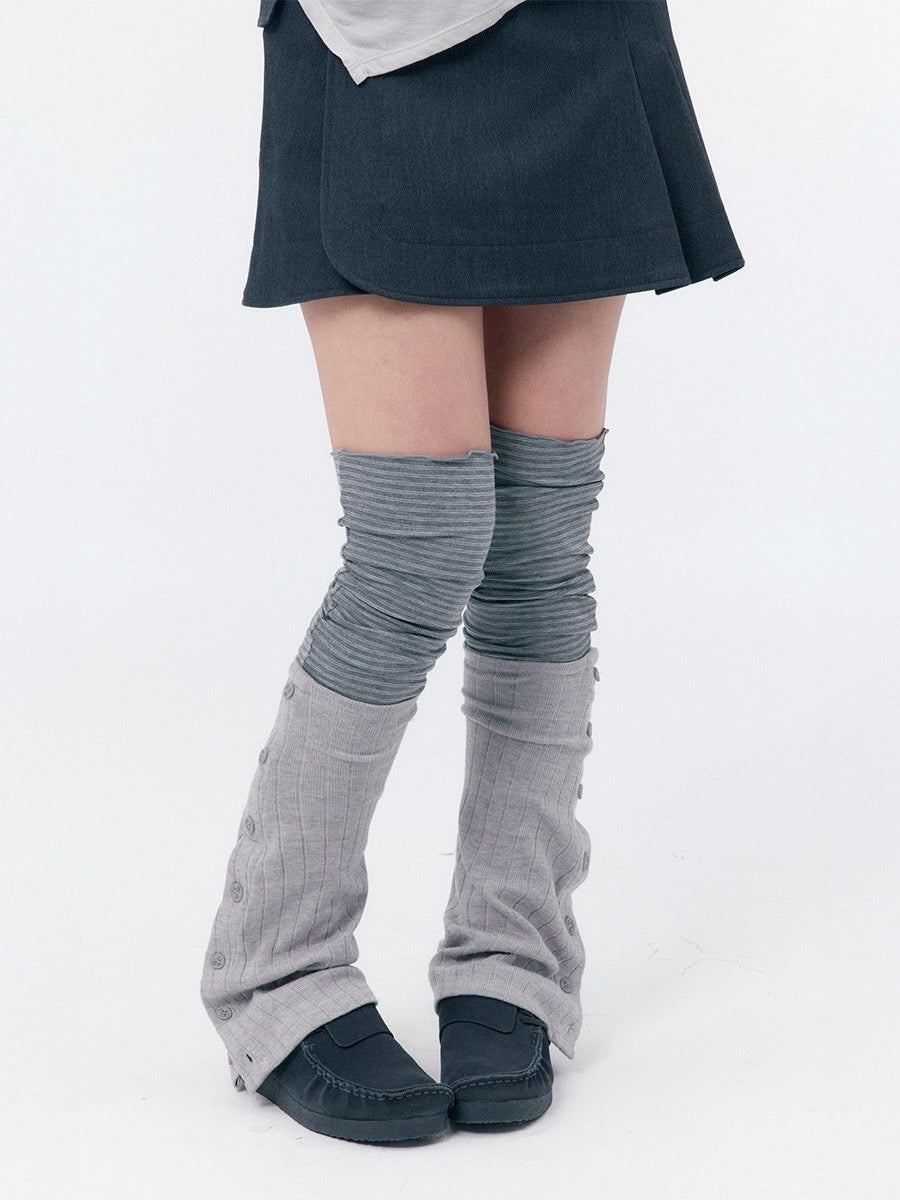 【Miseki seoul】 Striped layered button leg warmer