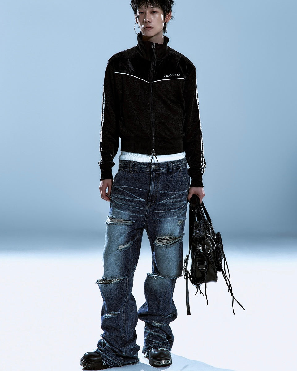【LECYTO】Piping Line Track Zip Up Jacket