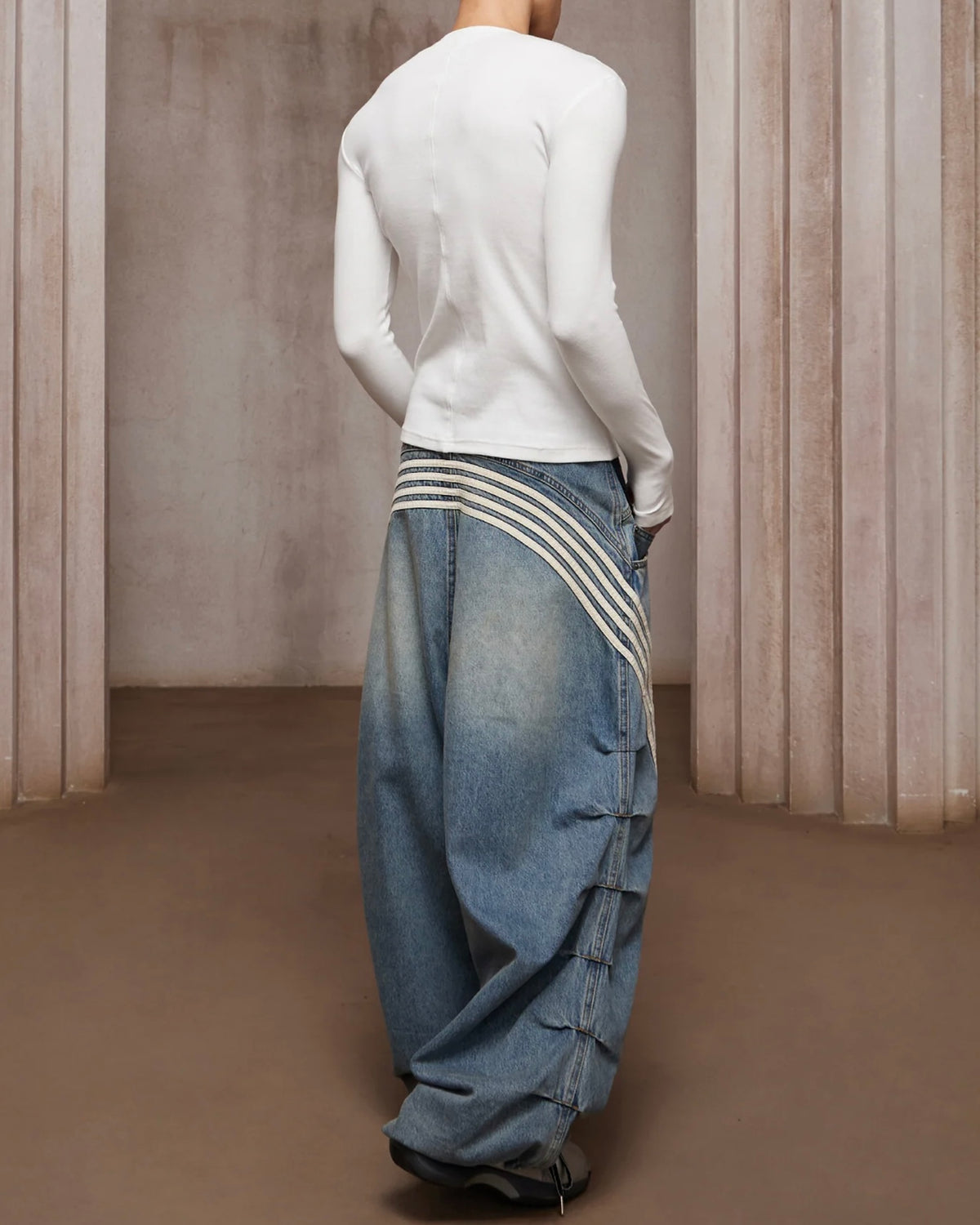 【DND4DES】Sport Pleated Washed Denim Pants