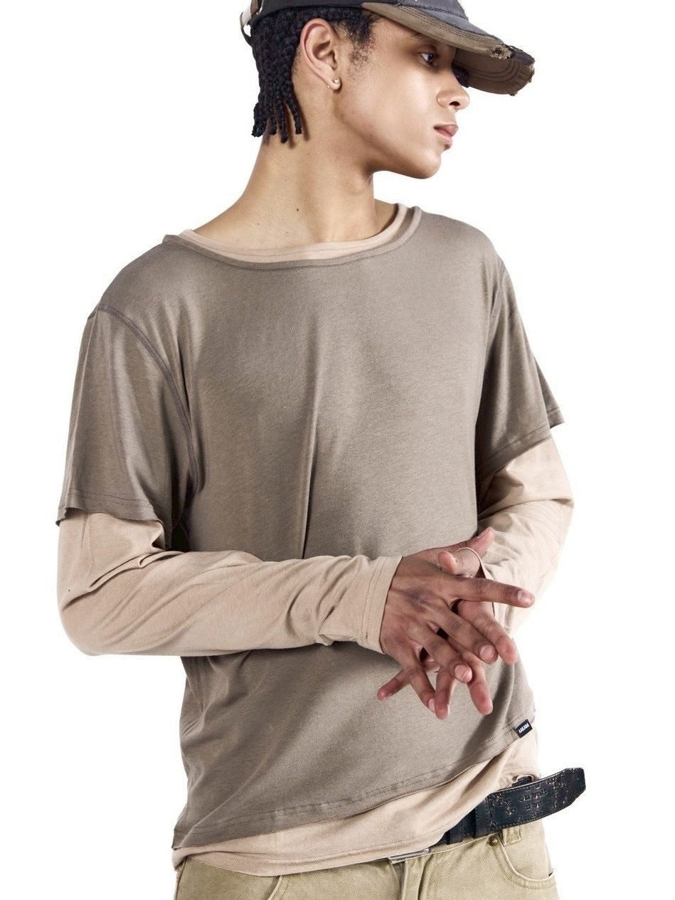 【AAKAM】Contrast Layered Long Sleeve