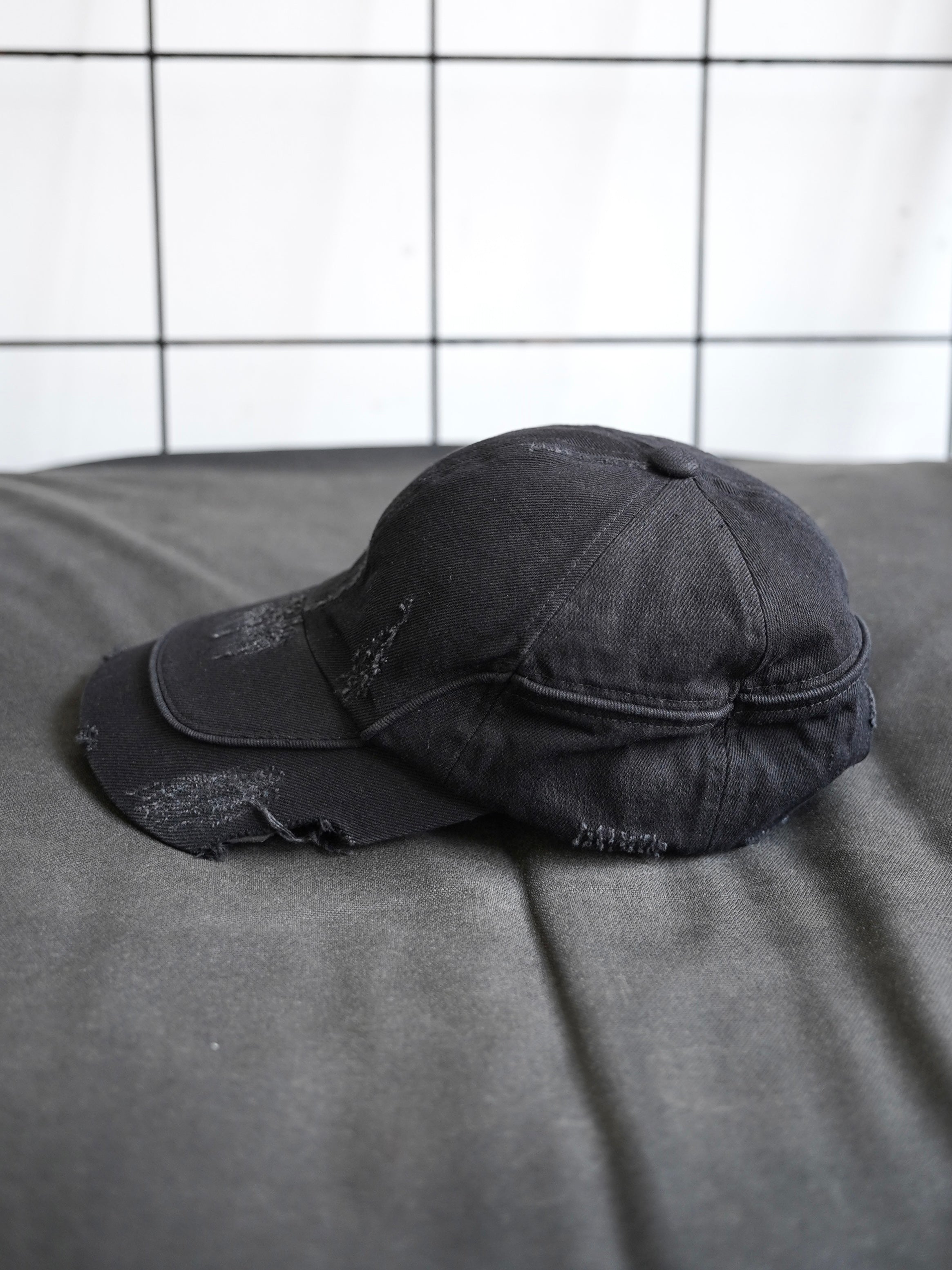 5/23 20:00発売【CHIKASHITSU PLUS HIGH】Arch washed denim cap (wash black)