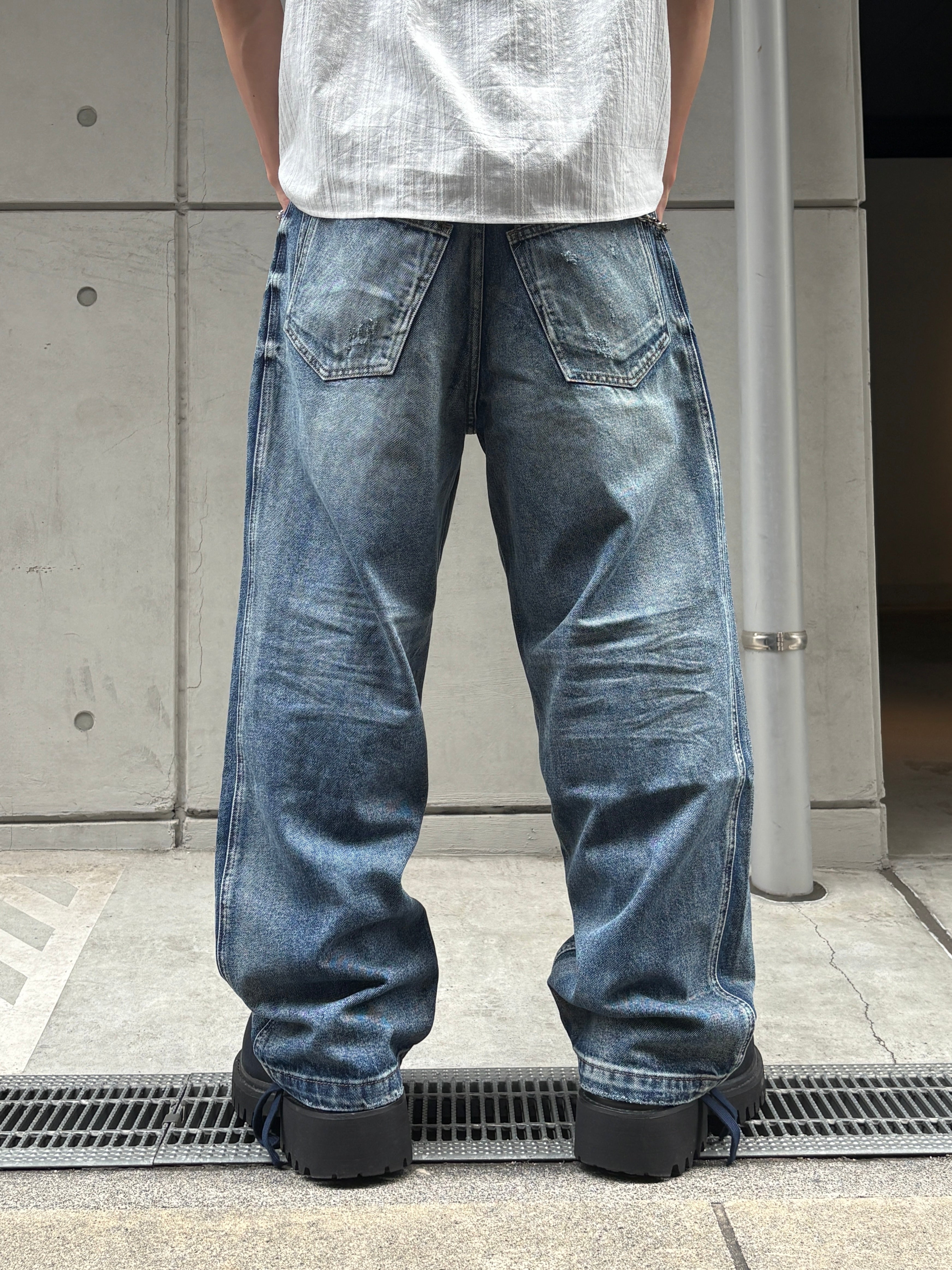 大阪店WEB限定受注制【Chikashitsu +】double back pocket denim pants (2color)