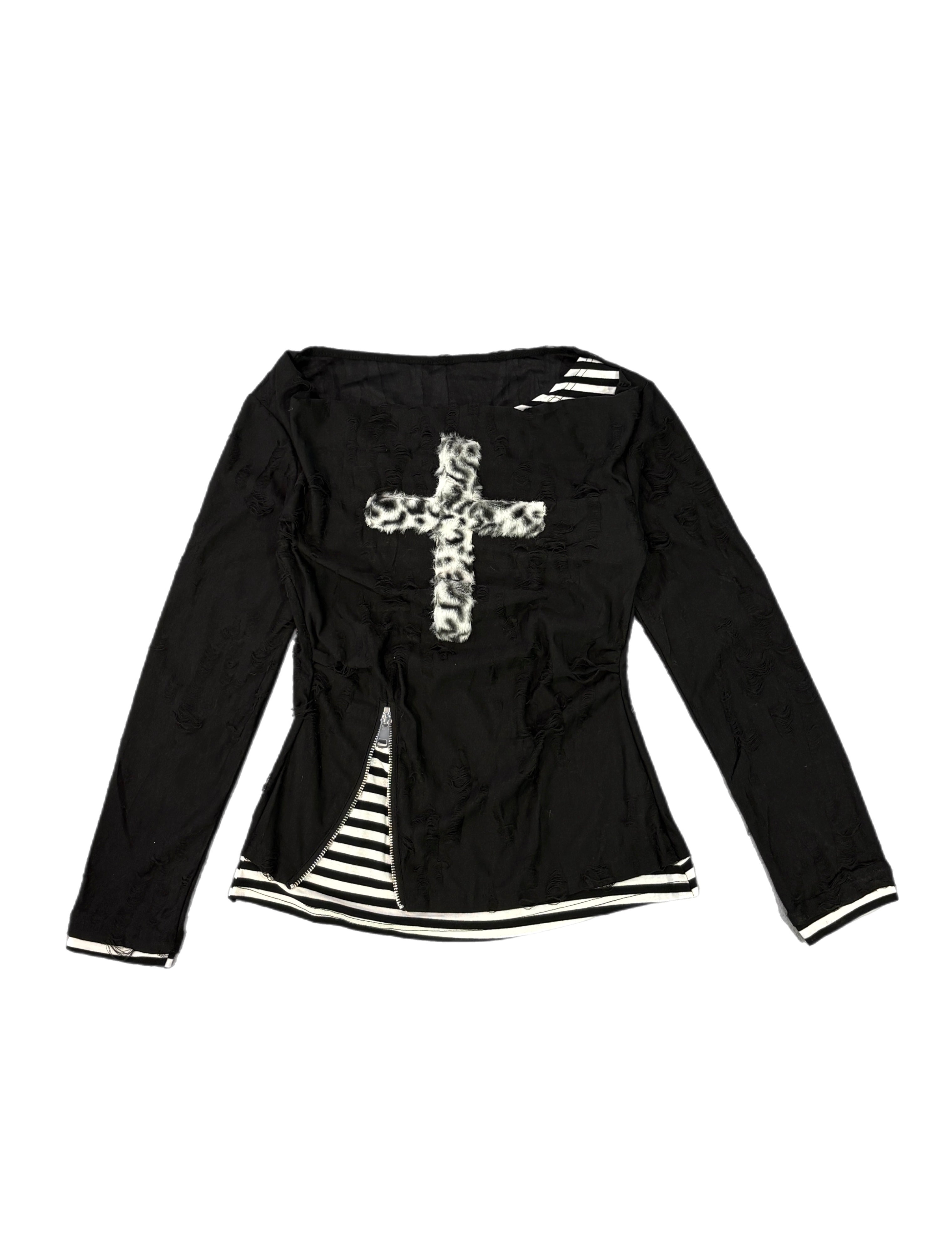 【Never mind the XU】layered cross long sleeve (2color)