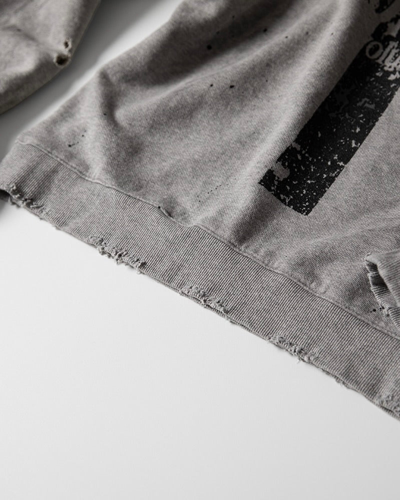 【roaringrad】Cross Damage Sweat Shirt