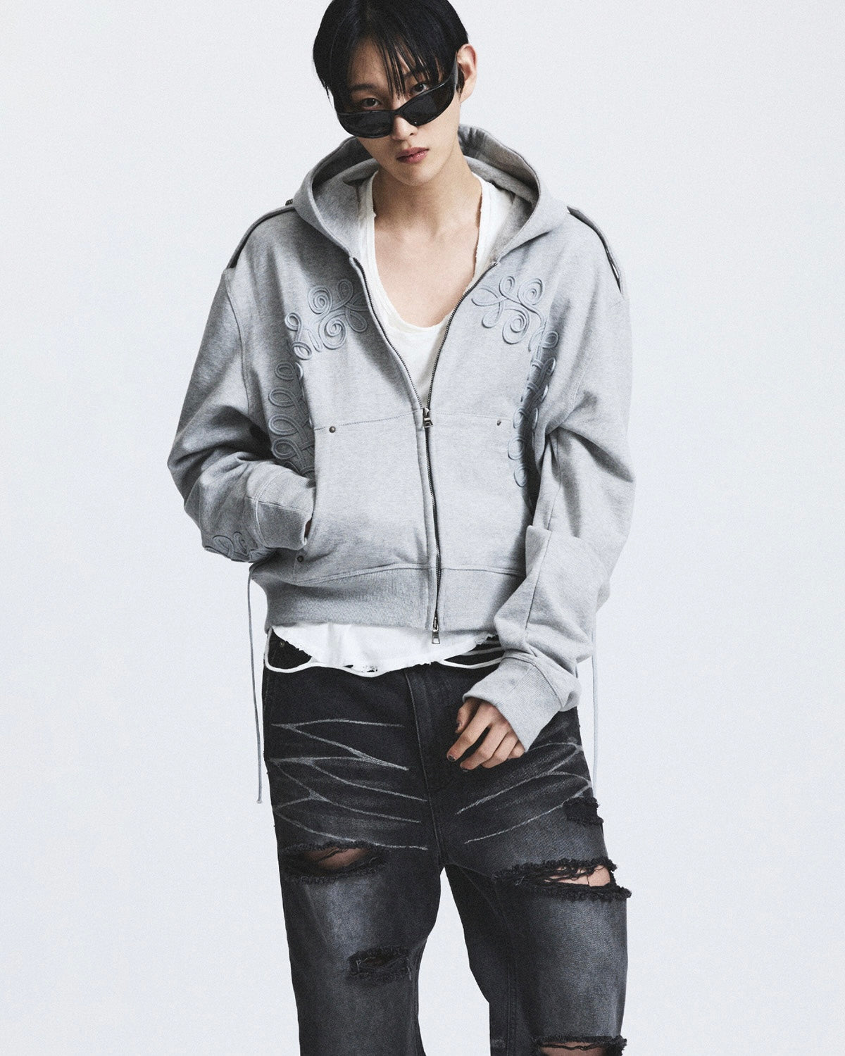 【LECYTO】Baroque Loop Zip-Up Hoodie