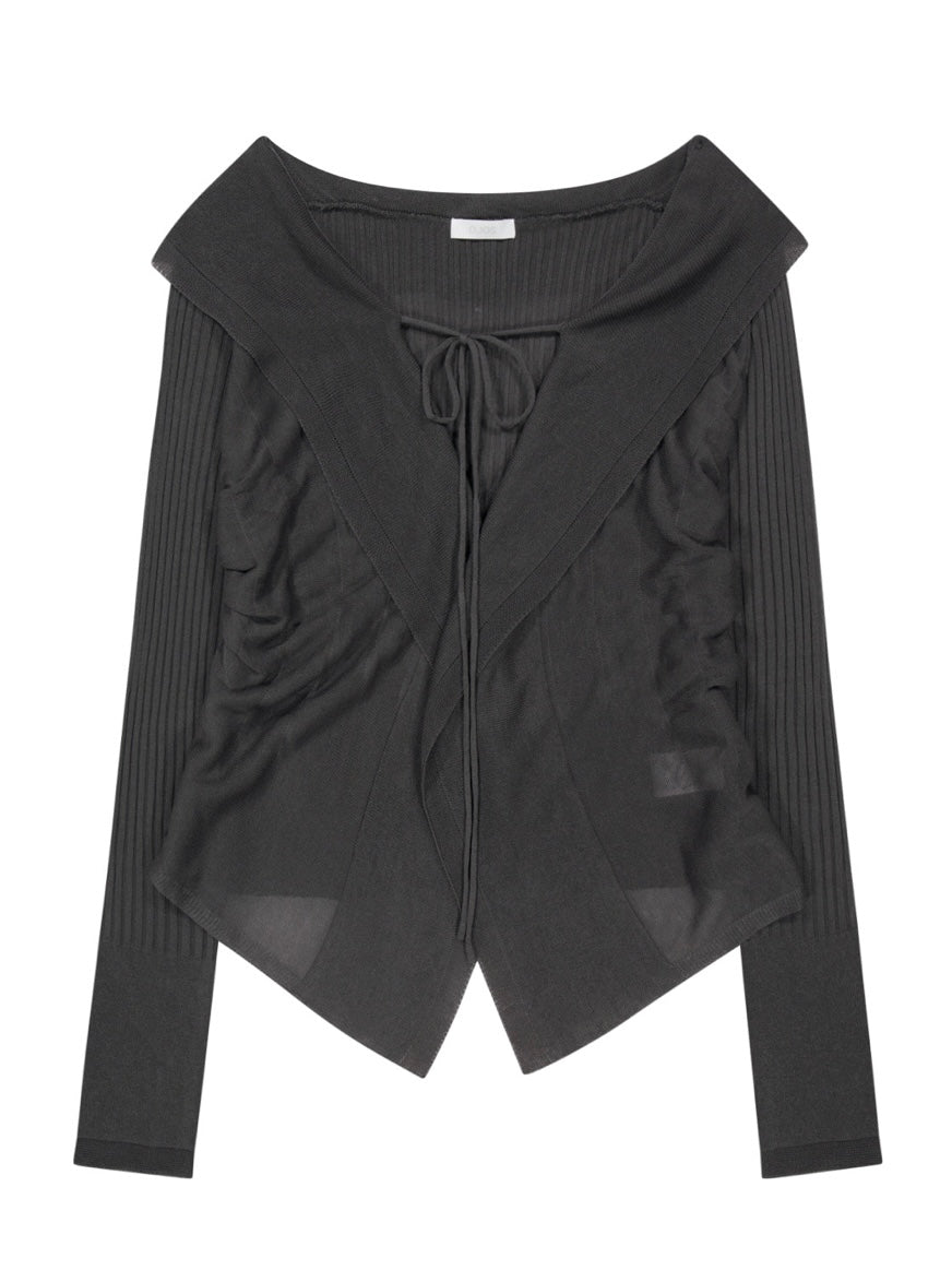 【OJOS】Ruffled Drape Cardigan