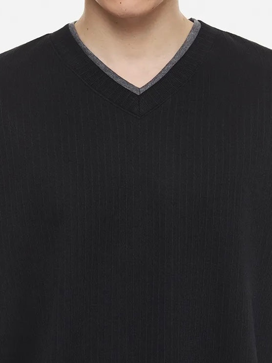 【DNSR】Layered V-Neck Half T-Shirt