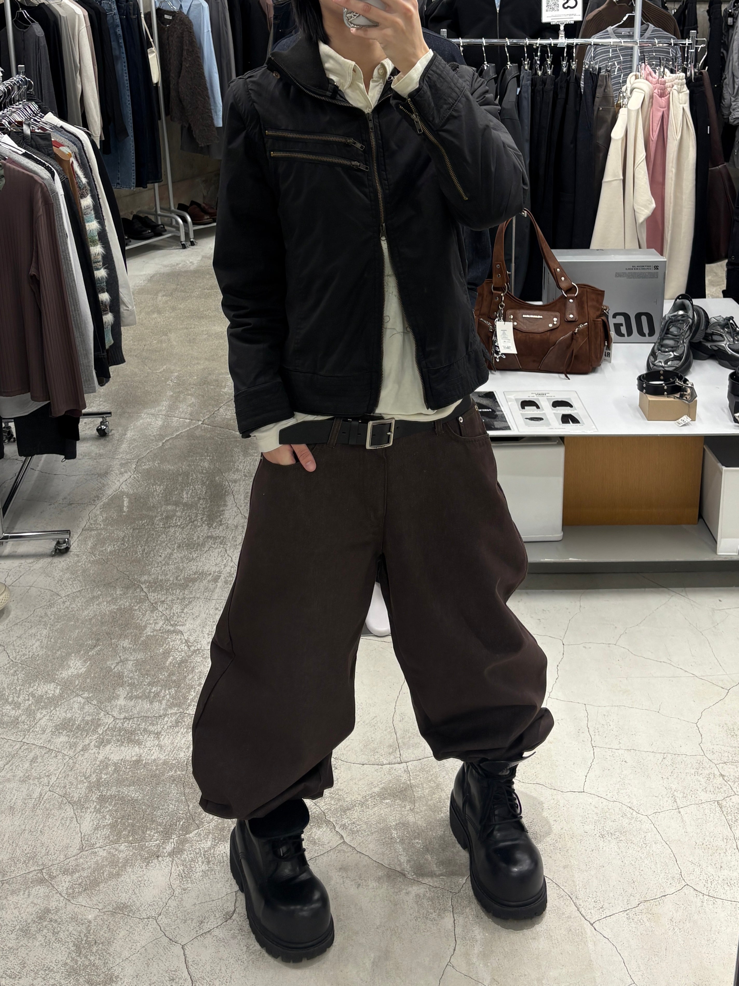 受注制【youll】Luster curve denim pants (2color)