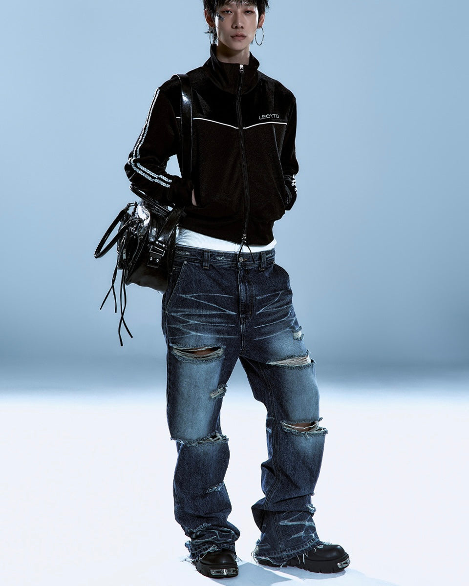 【LECYTO】Piping Line Track Zip Up Jacket
