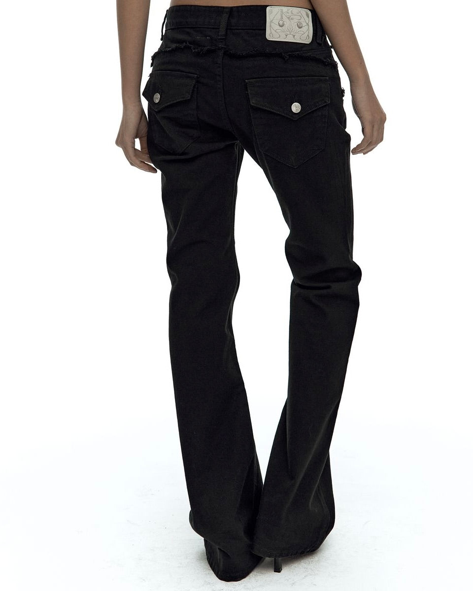 【Kashiko】Side Zipper Boots-cut Jeans