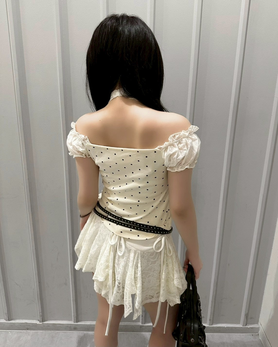 【nmtc+】Dot Lace Ribbon Blouse (2color)