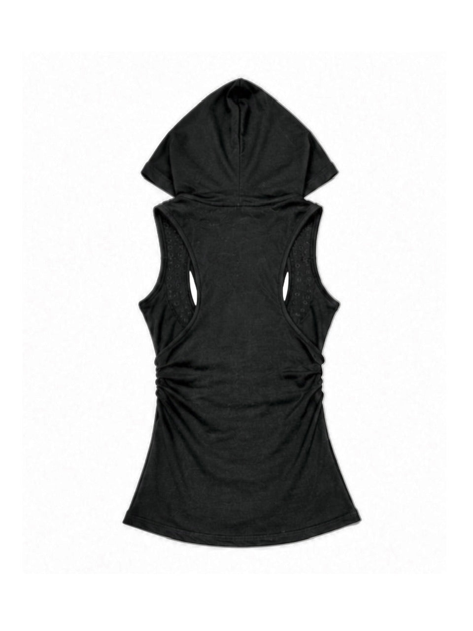 国際配送【Never mind the XU】drape eyelet hoodie tank(2color)