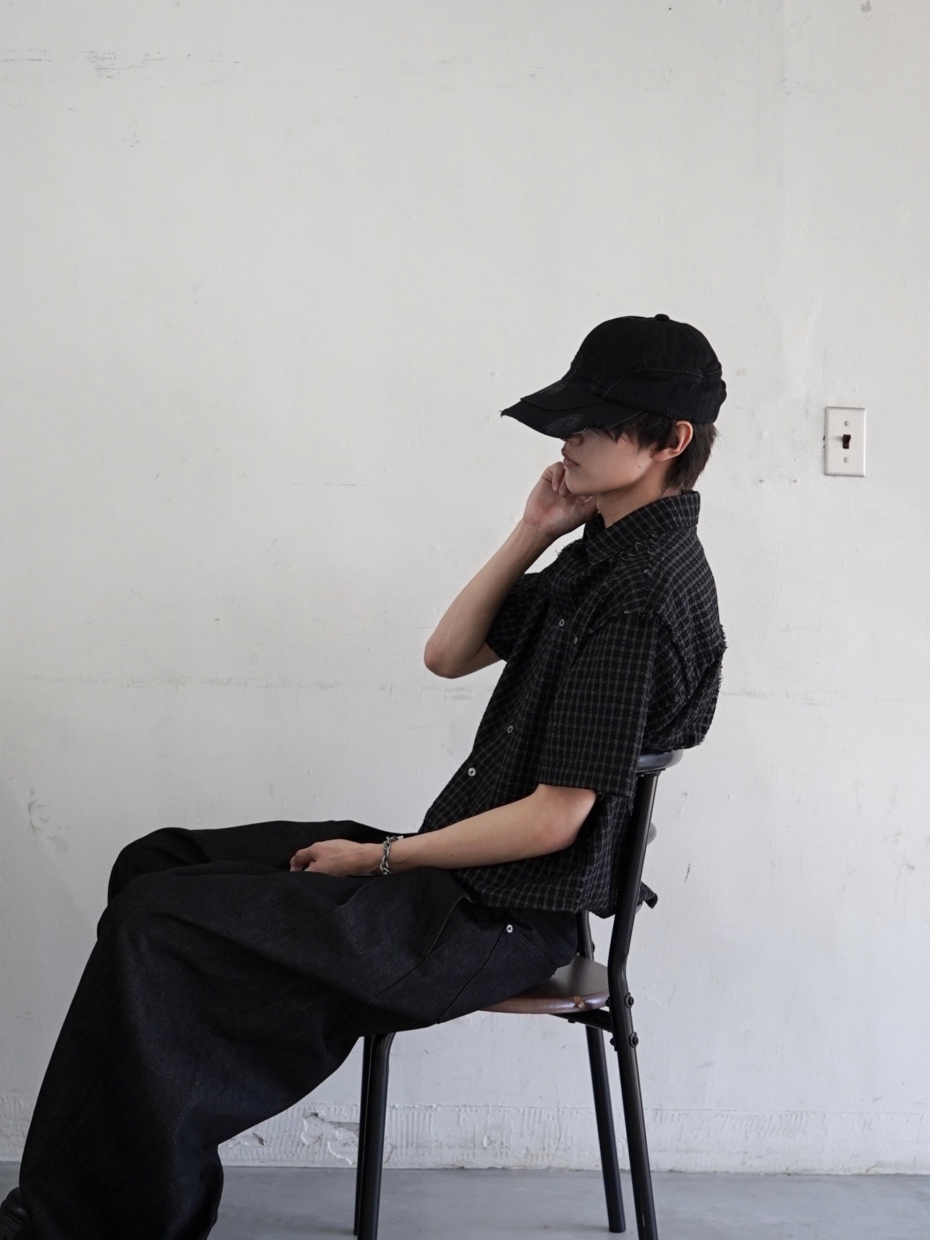 5/23 20:00発売【CHIKASHITSU PLUS HIGH】Arch washed denim cap (wash black)