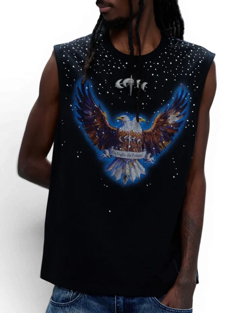 【The Boy Has No Patience】DOUBLE-HEADED EAGLE RHINESTONE VEST