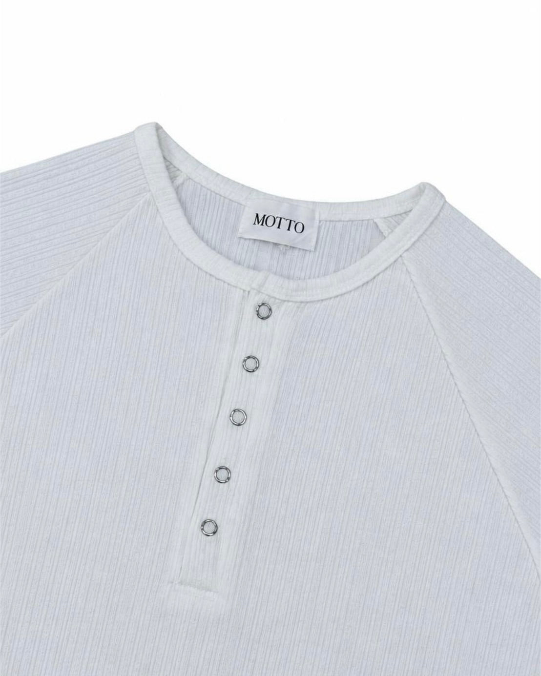 受注制【nmtc+】Snap henley neck ribbed slim top (4color)