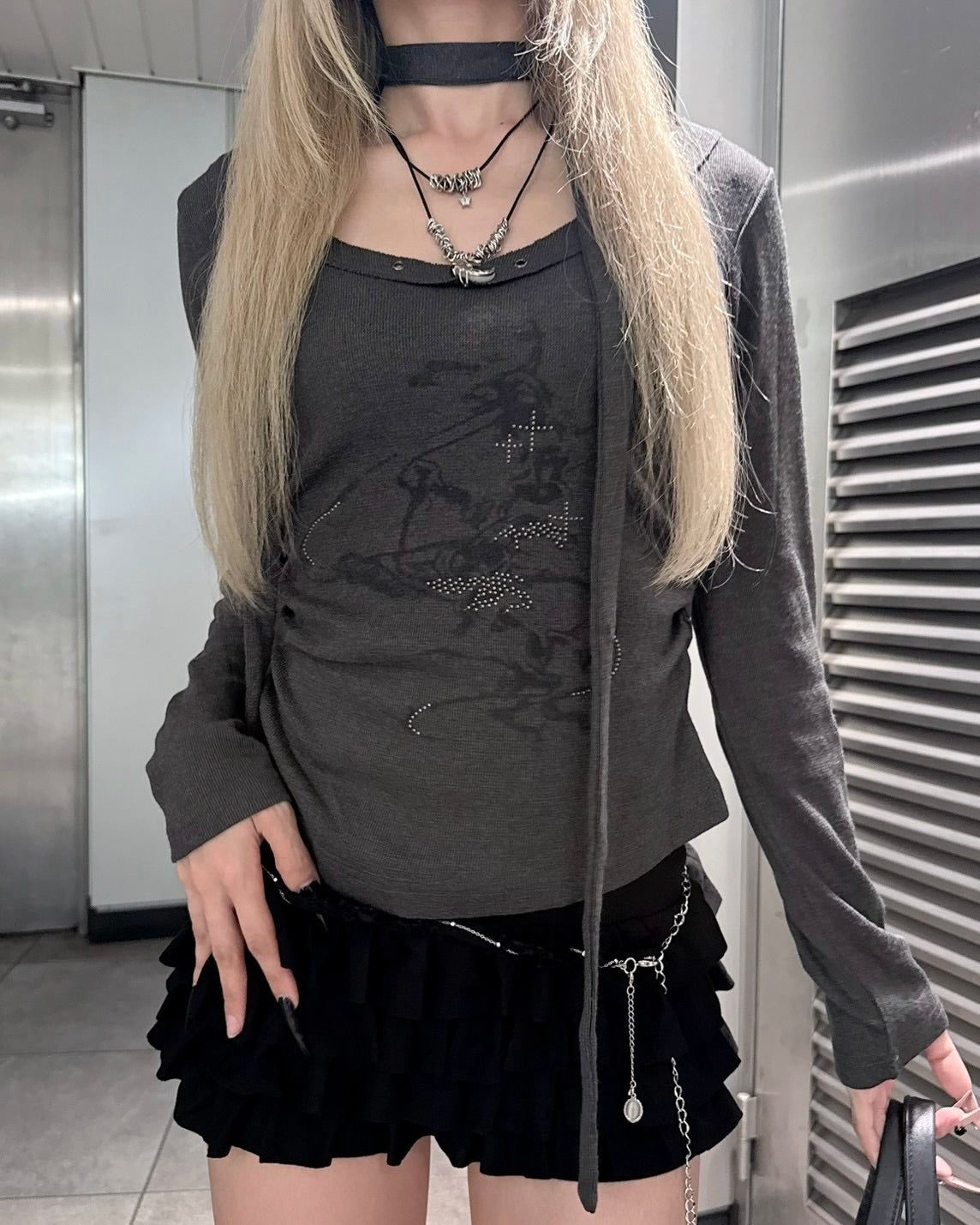 受注制【nmtc+】tie set u-neck long sleeve tee (3color)
