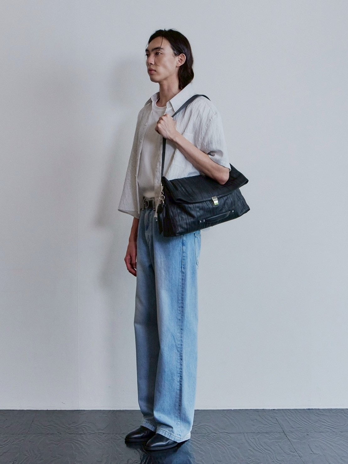 【Waviness】Sheer Origami Crop Half Shirts