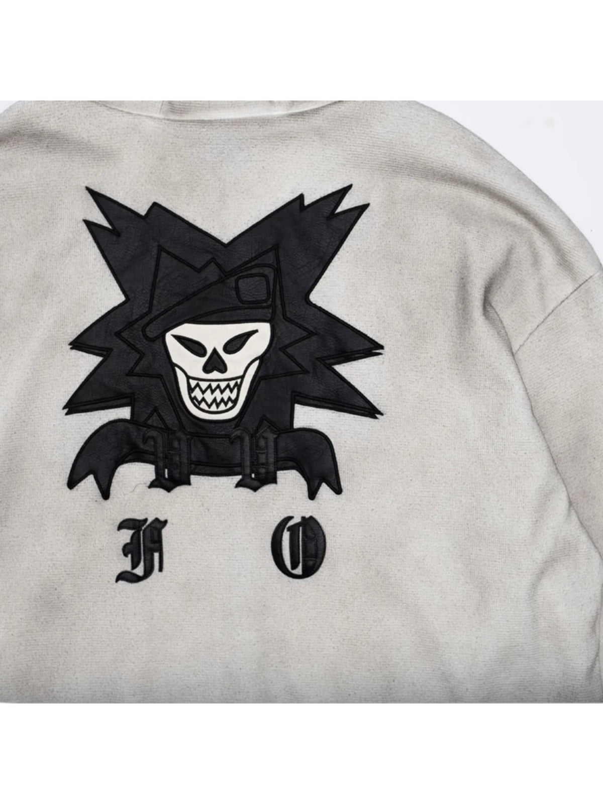 【F.V.V.O】Waffle Embroidered Mask Oversized Zip Hoodie