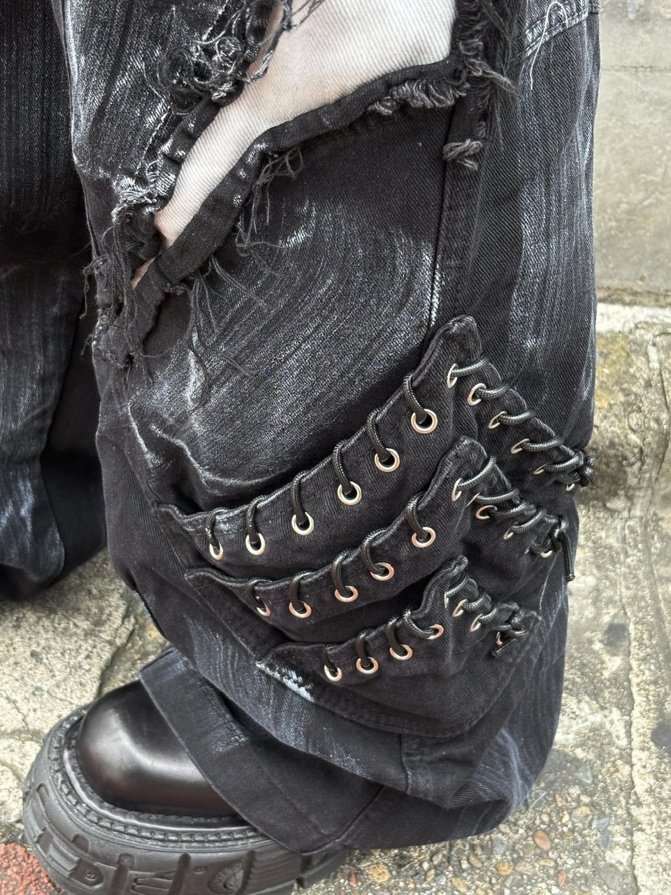 国際配送【Never mind the XU】Patchwork Wide Leg pants
