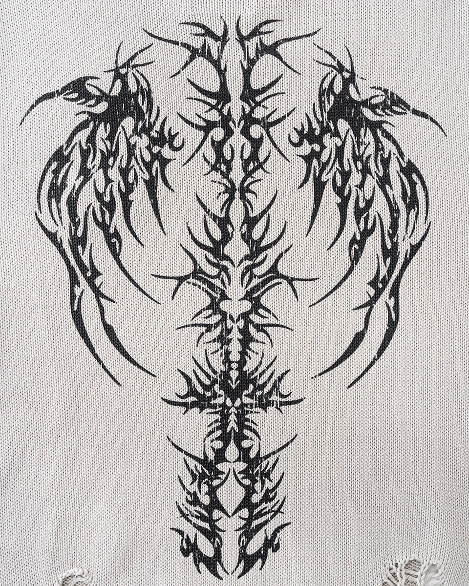 【SUPPLIER】Distressed Tribal Bones Crew Knit
